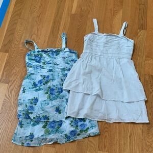 Abercrombie Girls Set 2 Blue Floral Sundress Smocked Back Size 9/ 10